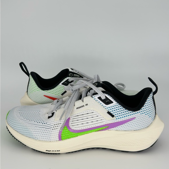 Nike Air Zoom Pegasus 40 Road GS 6Y Running Shoes Multicolor White FJ4142-100 - Picture 1 of 7